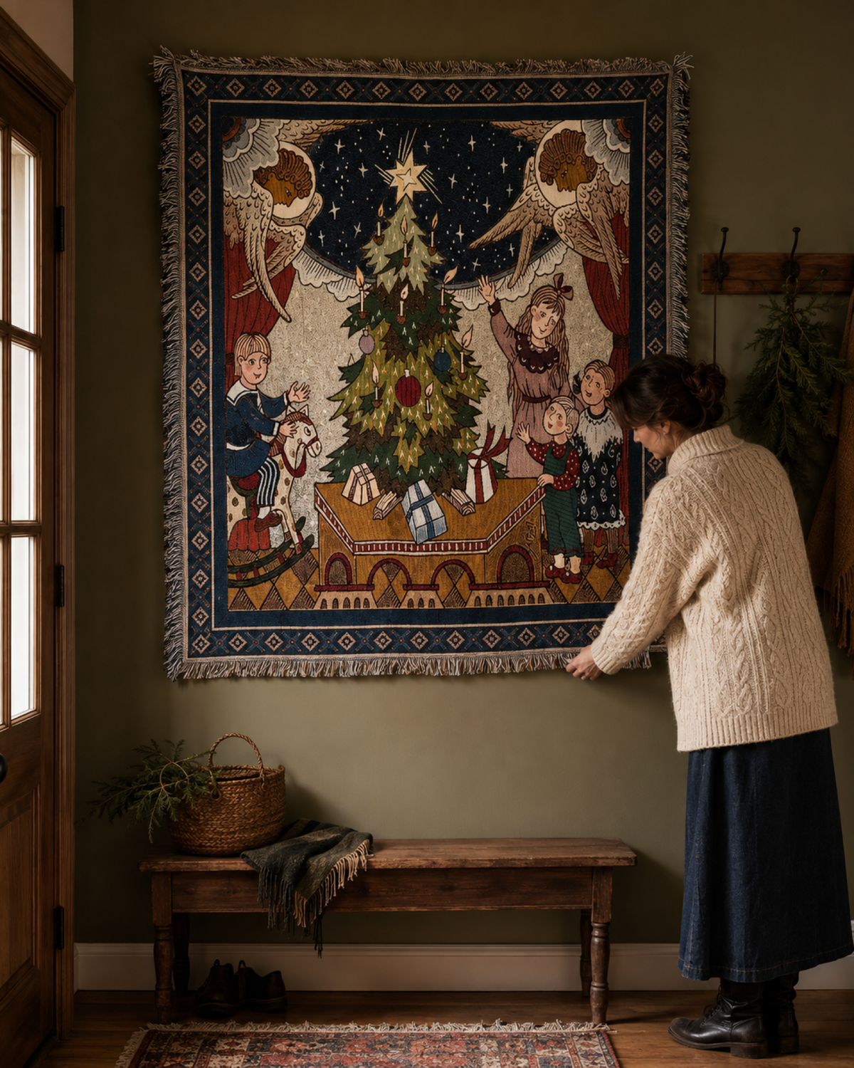 Christmas Eve Story Woven Tapestry