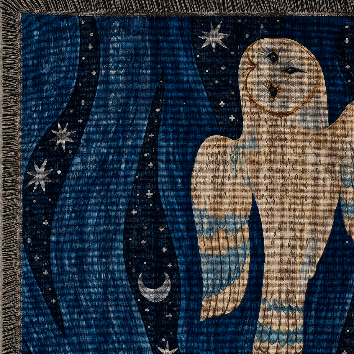 Moonlit Owl Forest Tapestry