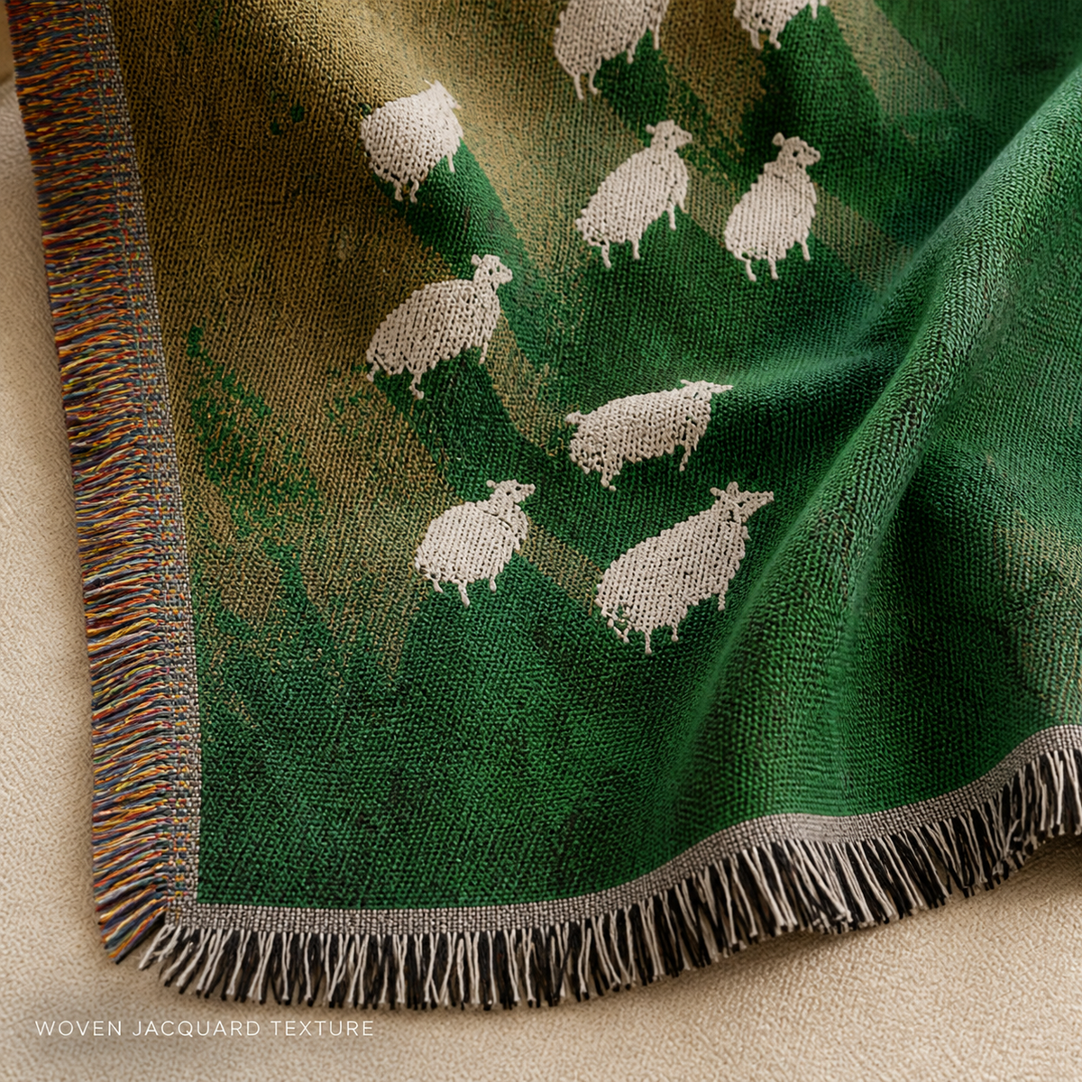 Green Meadow Sheep Throw