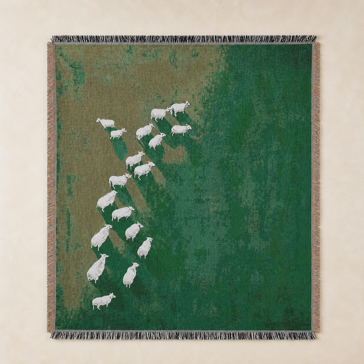 Green Meadow Sheep Throw