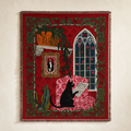 Gothic Rose Window Cat Tapestry
