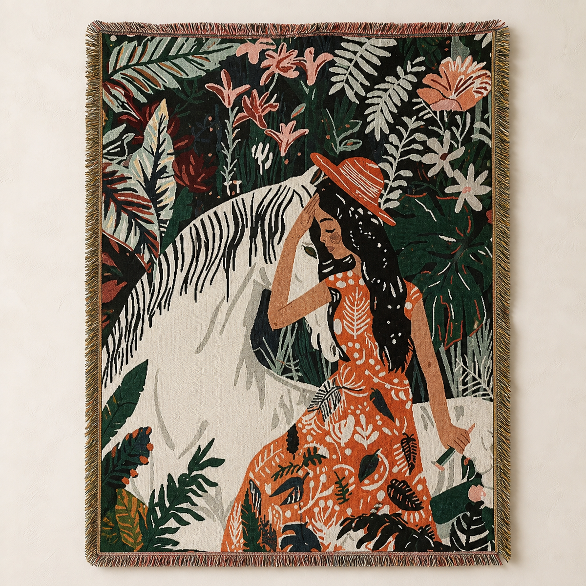 Tropical Zebra Muse Tapestry
