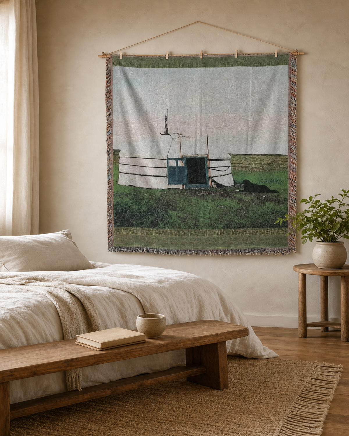 Steppe Yurt & Black Dog Tapestry