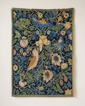 Deep Blue Floral Bird Garden Tapestry